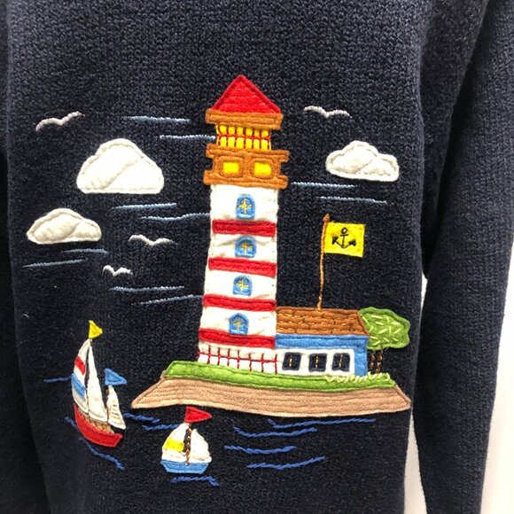 Marisa Christina Nautical Cardigan Womens Size XL Vintage Sweater Embroidered - Picture 4 of 9